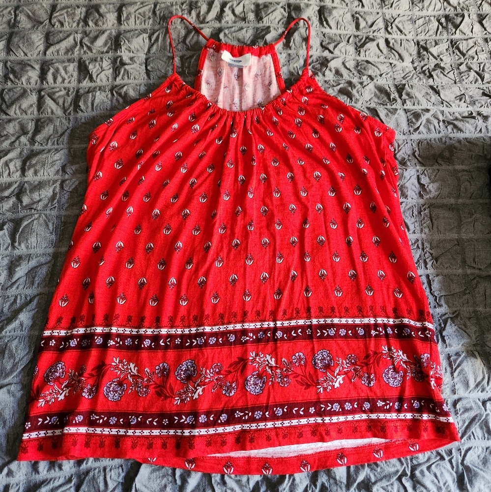 Old Navy Red Floral Top XS